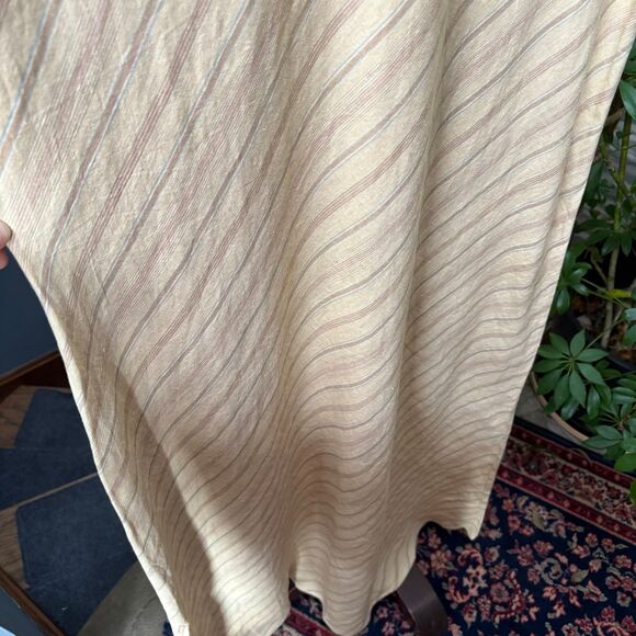 Vintage NWT Liz Claiborne 100% Linen Neutral Stripe Maxi Dress size XL - Picture 5 of 9